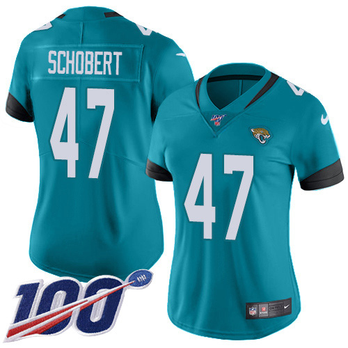 Nike Jacksonville Jaguars #47 Joe Schobert Teal Green Alternate Women Stitched NFL 100th Season Vapor Untouchable Limited Jersey->women nfl jersey->Women Jersey